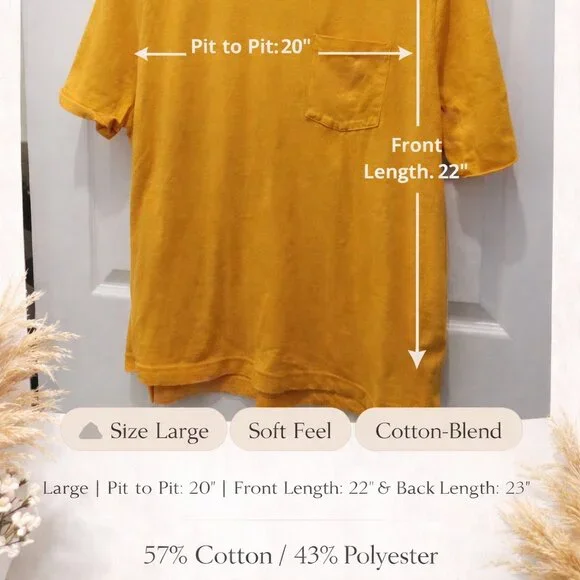 J.Crew Mustard Yellow Pocket Tee Large Crewneck Casual T-Shirt - Picture 3 of 8